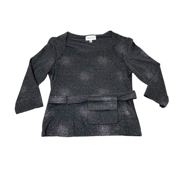 Vintage Narcissus Womens Size Medium Top Gray w/ Glitter Bursts Matching Hip Bag - Picture 1 of 8